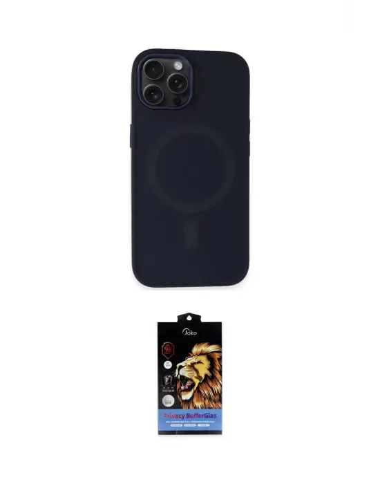 ieg™ iPhone 15 Pro Max Kılıf Kutup Serisi - Siyah Buffer Hayalet Cam Ekran Koruyucu