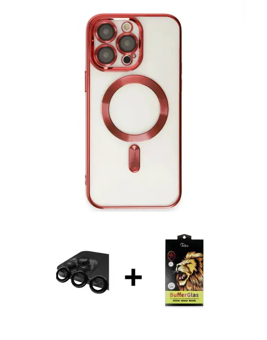ieg™ iPhone 15 Pro Max Kılıf Nova Işık Özel Seri - Siyah Buffer Cam Ekran Koruyucu + Raze Metal Kamera Lens - SH