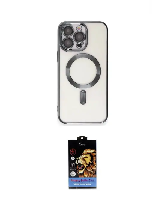 ieg™ iPhone 15 Pro Max Kılıf Nova Işık Özel Seri - Siyah Buffer Hayalet Cam Ekran Koruyucu