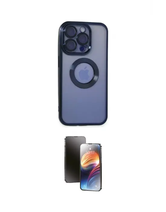 ieg™ iPhone 15 Pro Max Kılıf Pusula Form - Siyah 3D Antistatik Mat Seramik Nano Ekran Koruyucu