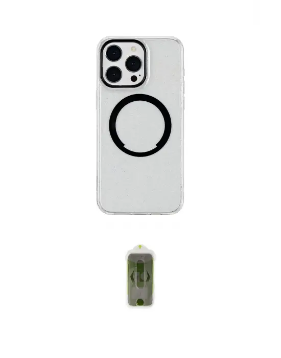 ieg™ iPhone 15 Pro Max Kılıf Pusula Form - Siyah Joko Magic 5D Hayalet Cam