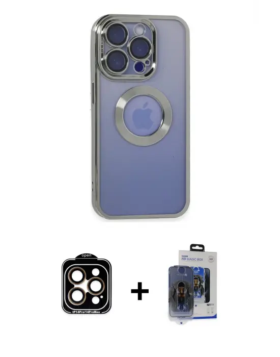 ieg™ iPhone 15 Pro Max Kılıf Pusula Form - Siyah Vanessa Magic Cam + PVD Metal Kamera Lens - TU