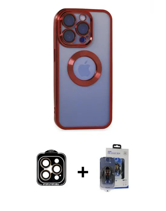 ieg™ iPhone 15 Pro Max Kılıf Pusula Form - Siyah Vanessa Magic Cam + PVD Metal Kamera Lens - TU