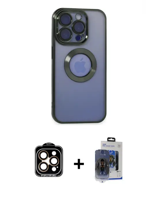 ieg™ iPhone 15 Pro Max Kılıf Pusula Form - Siyah Vanessa Magic Cam + PVD Metal Kamera Lens - TU