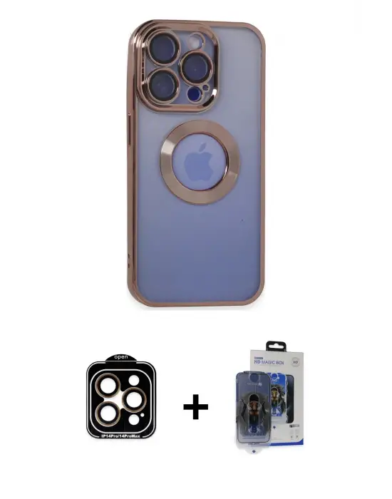 ieg™ iPhone 15 Pro Max Kılıf Pusula Form - Siyah Vanessa Magic Cam + PVD Metal Kamera Lens - TU