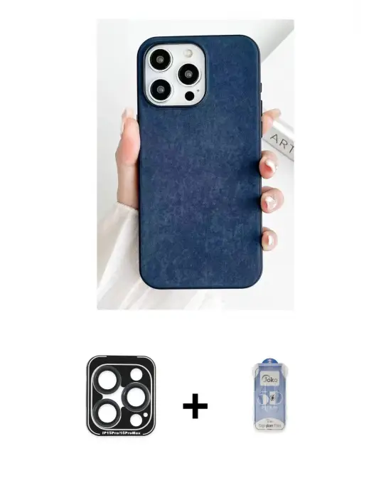 ieg™ iPhone 15 Pro Max Kılıf Pusula Modern - Siyah Joko Magic 5D Cam + PVD Metal Kamera Lens - LT