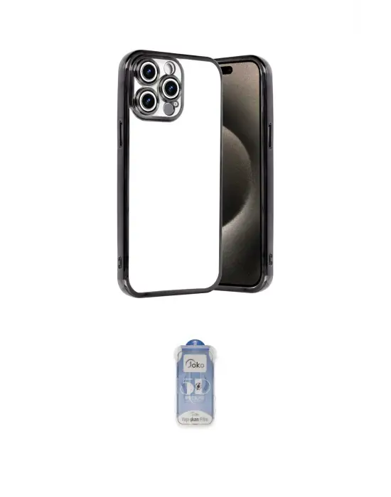 ieg™ iPhone 15 Pro Max Kılıf Vadi Minimal - Siyah Joko Magic 5D Cam