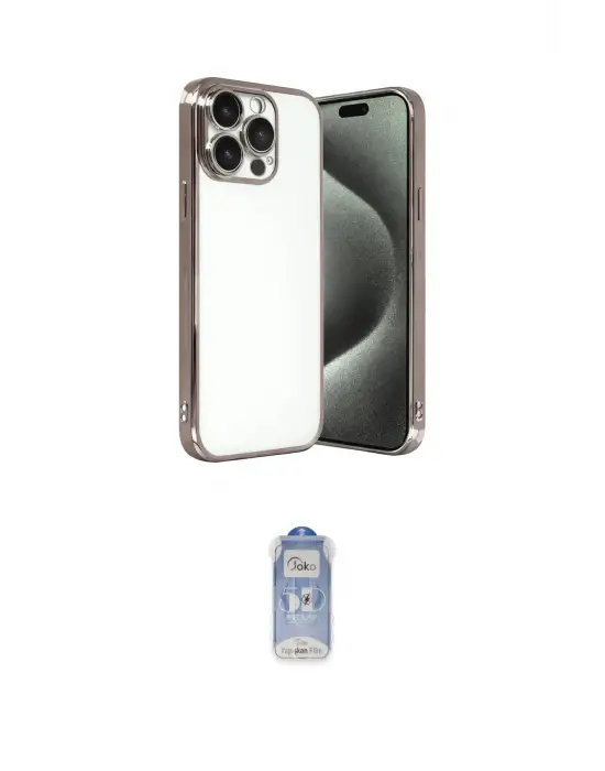 ieg™ iPhone 15 Pro Max Kılıf Vadi Minimal - Siyah Joko Magic 5D Cam