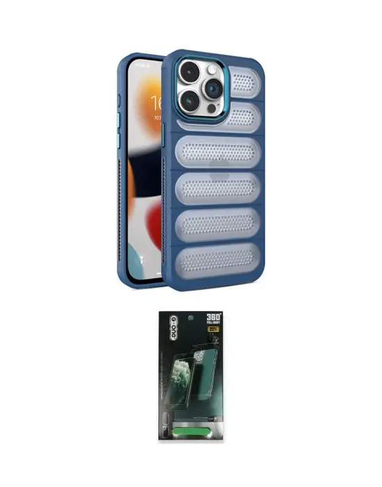 ieg™ iPhone 15 Pro Max Kılıf Yadigar Doku Özel Seri - Şeffaf 360 Full Body Arka Koruyucu