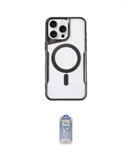 ieg™ iPhone 15 Pro Max Kılıf Yadigar Klasik Özel Seri - Siyah Joko Magic 5D Cam