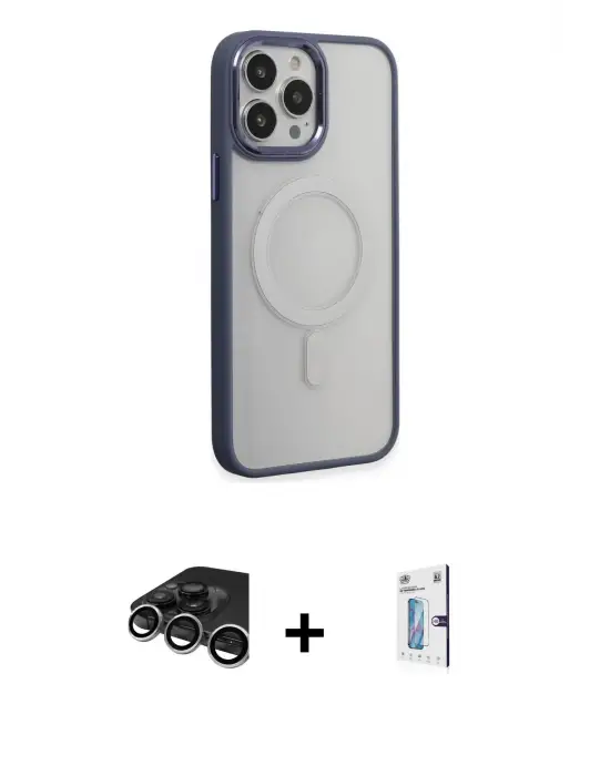 ieg™ iPhone 15 Pro Max Kılıf Yankı Işık Özel Seri - Siyah Bilvis 0.18mm Plus Cam Ekran Koruyucu + Raze Metal Kamera Lens - GS