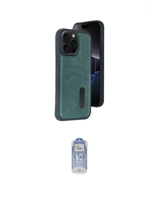 ieg™ iPhone 15 Pro Max Kılıf Yörünge Işık Serisi - Siyah Joko Magic 5D Cam