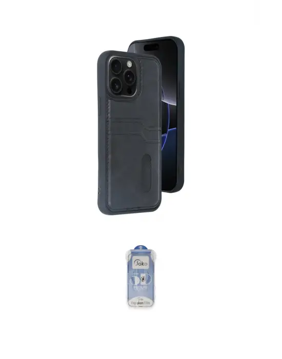 ieg™ iPhone 15 Pro Max Kılıf Yörünge Işık Serisi - Siyah Joko Magic 5D Cam