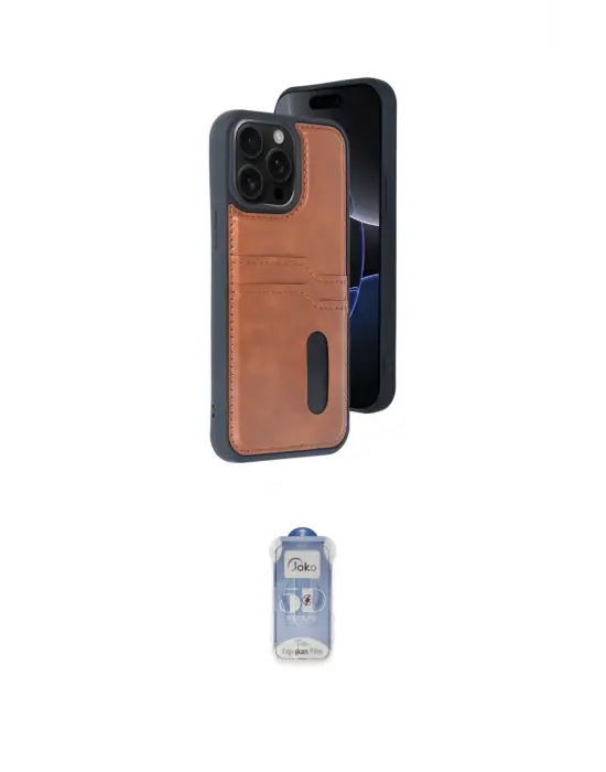 ieg™ iPhone 15 Pro Max Kılıf Yörünge Işık Serisi - Siyah Joko Magic 5D Cam