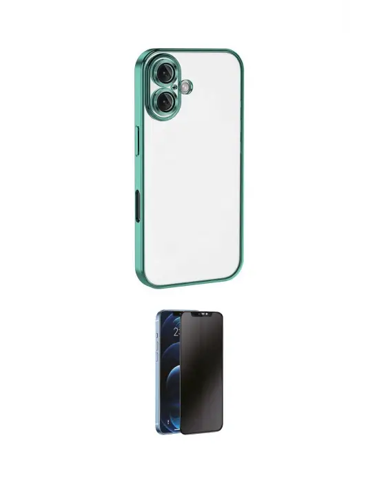 ieg™ iPhone 16 Kılıf Vadi Minimal - Siyah 3D Antistatik Hayalet Cam Ekran Koruyucu