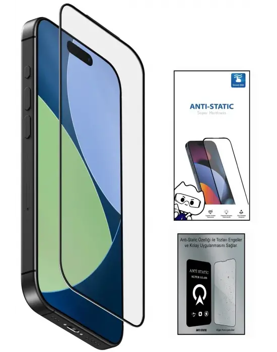 ieg™ İphone 16 Plus 6d Anti Static Temperli Cam Ekran Koruyucu Kırılmaz Full Kaplama