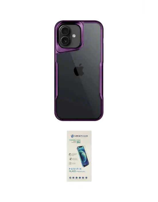 ieg™ iPhone 16 Plus Kılıf Akış Çizgi Koleksiyonu - Şeffaf Pasifik Cam Ekran Koruyucu