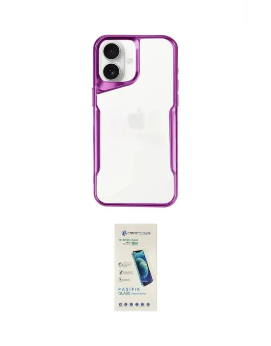 ieg™ iPhone 16 Plus Kılıf Akış Çizgi Koleksiyonu - Şeffaf Pasifik Cam Ekran Koruyucu