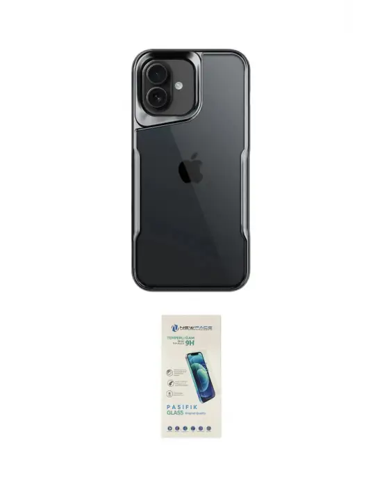 ieg™ iPhone 16 Plus Kılıf Akış Çizgi Koleksiyonu - Şeffaf Pasifik Cam Ekran Koruyucu