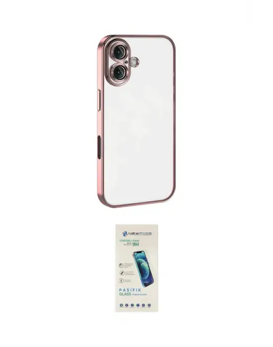 ieg™ iPhone 16 Plus Kılıf Vadi Minimal - Şeffaf Pasifik Cam Ekran Koruyucu