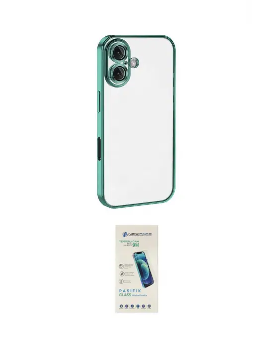 ieg™ iPhone 16 Plus Kılıf Vadi Minimal - Şeffaf Pasifik Cam Ekran Koruyucu