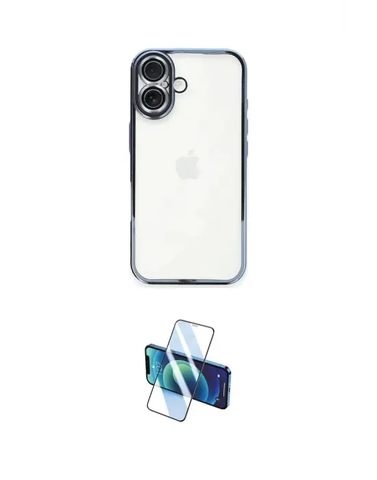 ieg™ iPhone 16 Plus Kılıf Vadi Minimal - Siyah 3D Antistatik Cam Ekran Koruyucu