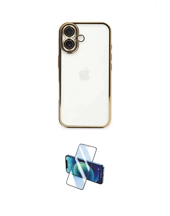 ieg™ iPhone 16 Plus Kılıf Vadi Minimal - Siyah 3D Antistatik Cam Ekran Koruyucu