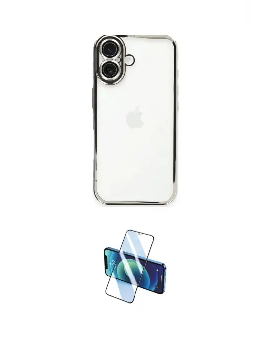 ieg™ iPhone 16 Plus Kılıf Vadi Minimal - Siyah 3D Antistatik Cam Ekran Koruyucu