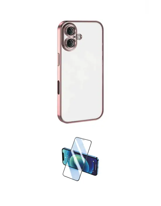 ieg™ iPhone 16 Plus Kılıf Vadi Minimal - Siyah 3D Antistatik Cam Ekran Koruyucu