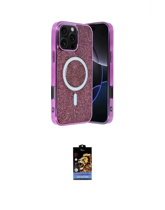 ieg™ iPhone 16 Pro Kılıf Eksen Çizgi - Siyah Buffer Hayalet Cam Ekran Koruyucu