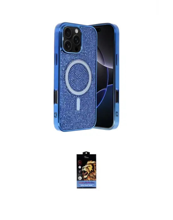 ieg™ iPhone 16 Pro Kılıf Eksen Çizgi - Siyah Buffer Hayalet Cam Ekran Koruyucu