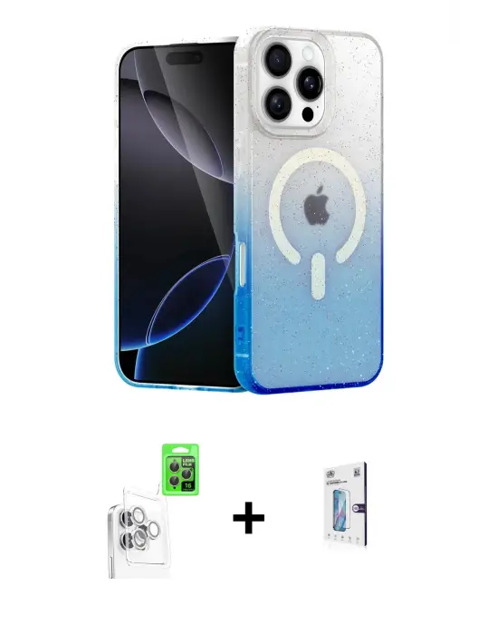 ieg™ iPhone 16 Pro Kılıf Eksen Minimal Özel Seri - Siyah Bilvis 0.18mm Plus Cam Ekran Koruyucu + Raze Metal Kamera Lens - BZ
