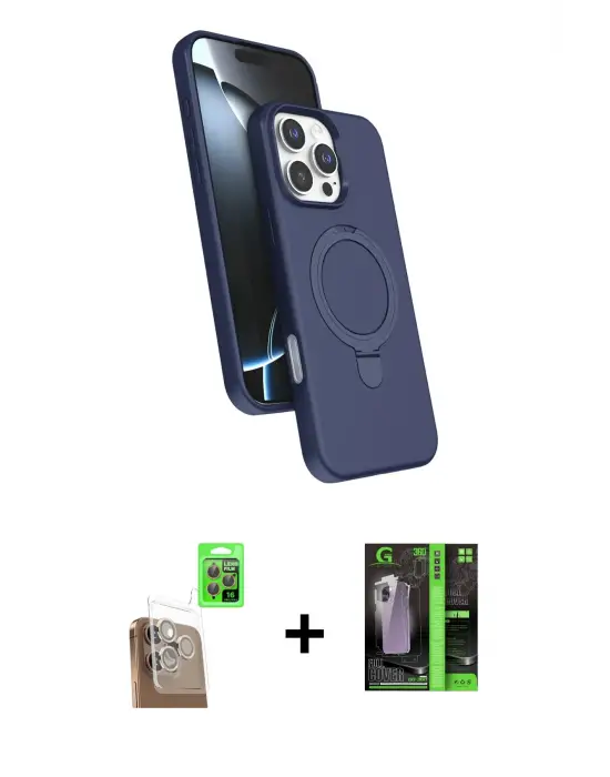 ieg™ iPhone 16 Pro Kılıf İz Işık Koleksiyonu - Şeffaf 360 Full Body Arka Koruyucu + Raze Metal Kamera Lens - CLTM