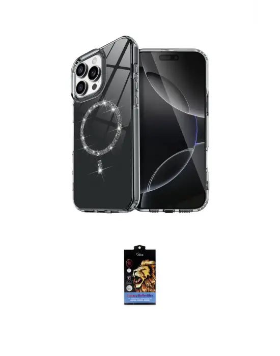 ieg™ iPhone 16 Pro Kılıf Kıvılcım Form Prime - Siyah Buffer Hayalet Cam Ekran Koruyucu