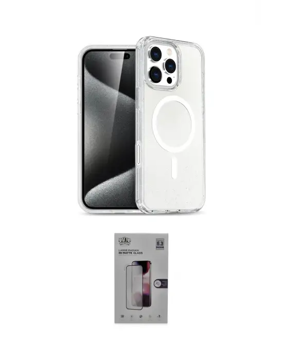 ieg™ iPhone 16 Pro Kılıf Nova Asil Prime - Siyah Bilvis 3D Mat Cam Ekran Koruyucu