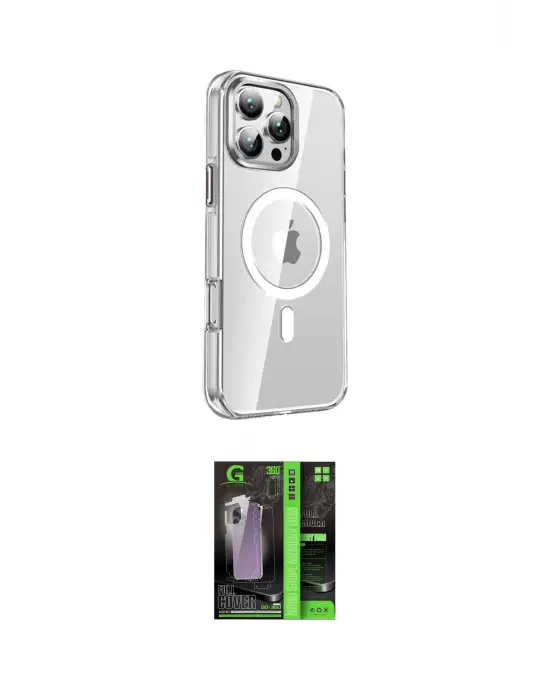 ieg™ iPhone 16 Pro Kılıf Nova Doku - Şeffaf 360 Full Body Arka Koruyucu