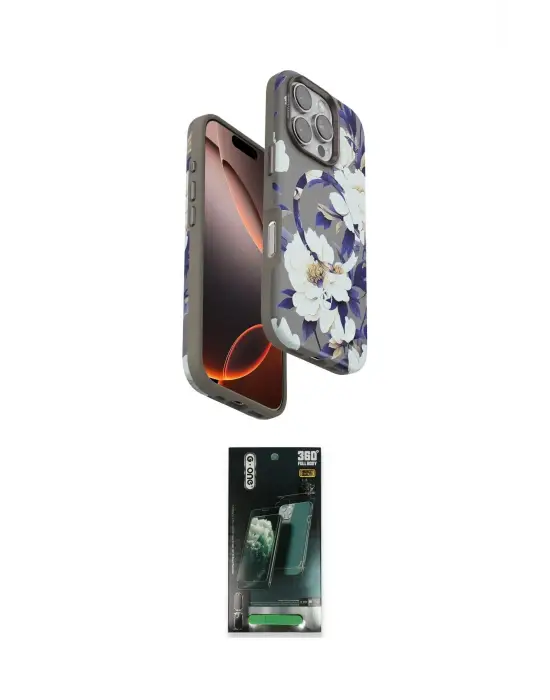 ieg™ iPhone 16 Pro Kılıf Siluet Doku - Siyah 360 Mat Full Body Arka Koruyucu