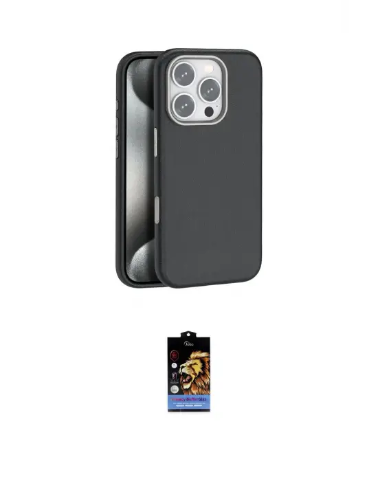 ieg™ iPhone 16 Pro Kılıf Zirve Modern Prime - Siyah Buffer Hayalet Cam Ekran Koruyucu