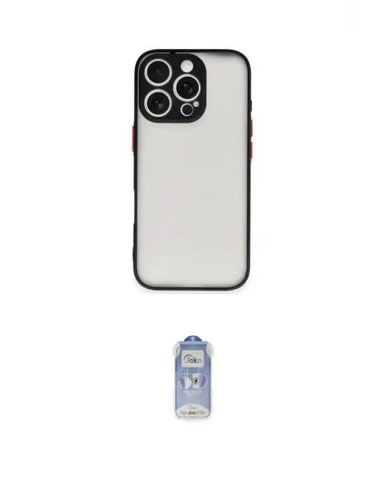 ieg™ iPhone 16 Pro Max Kılıf Ahenk Çizgi Serisi - Siyah Joko Magic 5D Cam