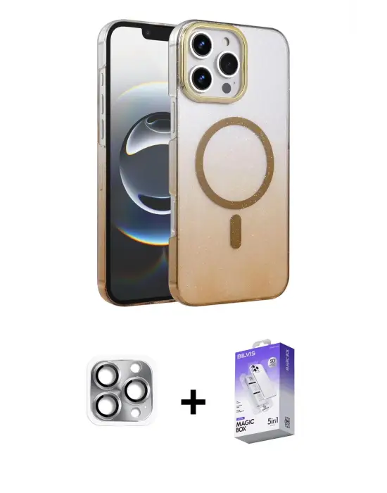 ieg™ iPhone 16 Pro Max Kılıf Ahenk Doku Özel Seri - Siyah Bilvis 5in1 3D Magic Cam Ekran Koruyucu + Pers Alüminyum Kamera Lens - GI