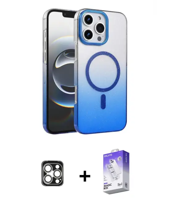 ieg™ iPhone 16 Pro Max Kılıf Ahenk Doku Özel Seri - Siyah Bilvis 5in1 3D Magic Cam Ekran Koruyucu + PVD Metal Kamera Lens - GS