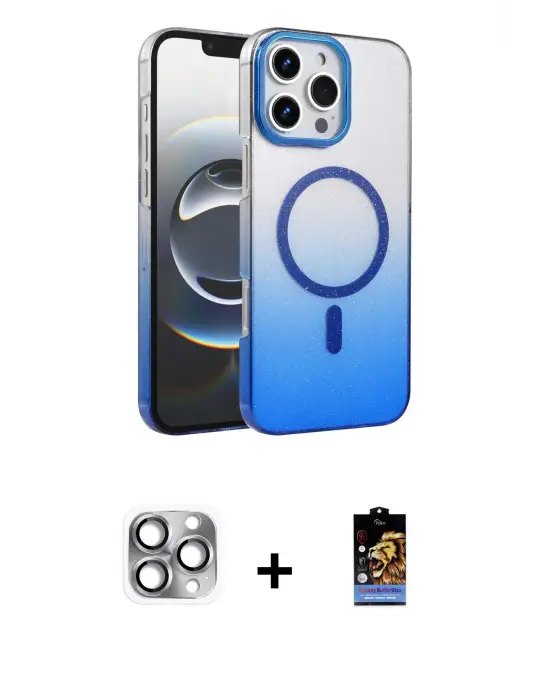 ieg™ iPhone 16 Pro Max Kılıf Ahenk Doku Özel Seri - Siyah Buffer Hayalet Cam Ekran Koruyucu + Pers Alüminyum Kamera Lens - GI