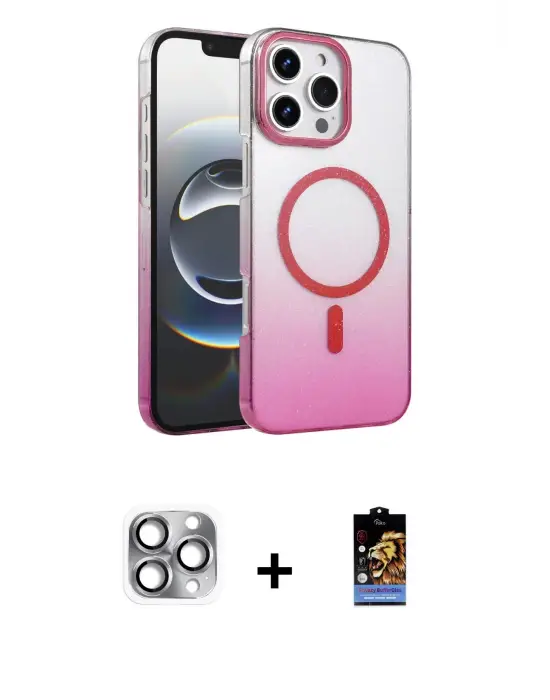 ieg™ iPhone 16 Pro Max Kılıf Ahenk Doku Özel Seri - Siyah Buffer Hayalet Cam Ekran Koruyucu + Pers Alüminyum Kamera Lens - GI
