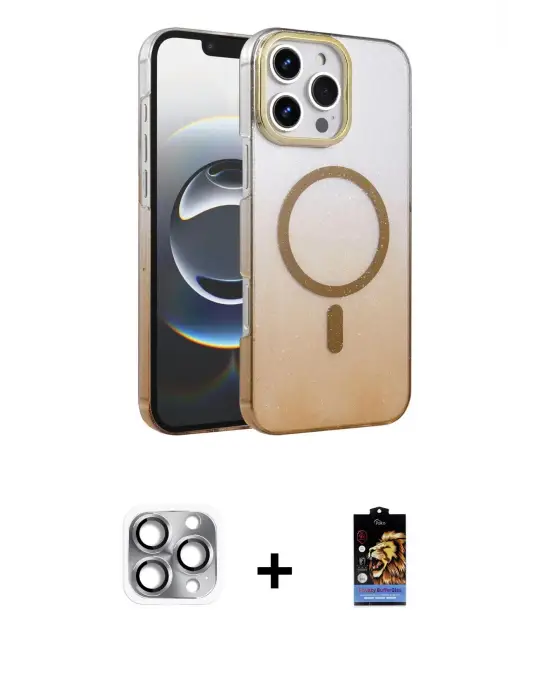 ieg™ iPhone 16 Pro Max Kılıf Ahenk Doku Özel Seri - Siyah Buffer Hayalet Cam Ekran Koruyucu + Pers Alüminyum Kamera Lens - GI