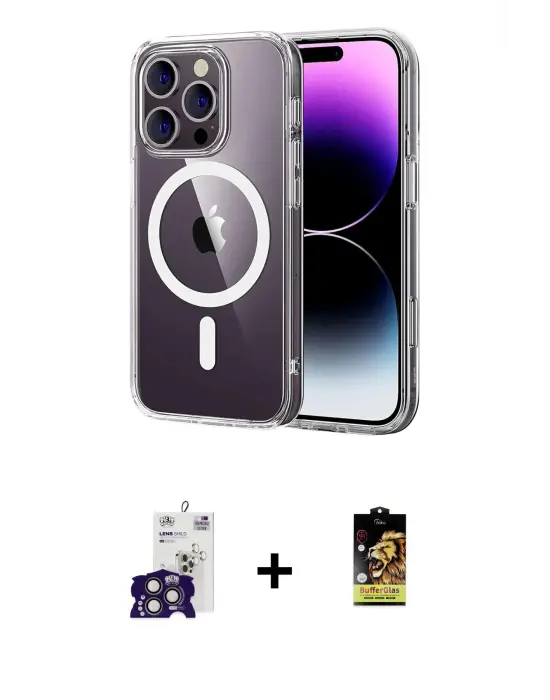 ieg™ iPhone 16 Pro Max Kılıf Ahenk Minimal Serisi - Siyah Buffer Cam Ekran Koruyucu + Bilvis Titan Kamera Lens - TMGI