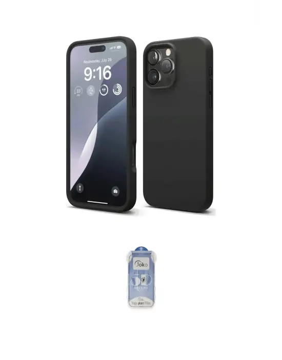 ieg™ iPhone 16 Pro Max Kılıf Ahenk Serisi - Siyah Joko Magic 5D Cam