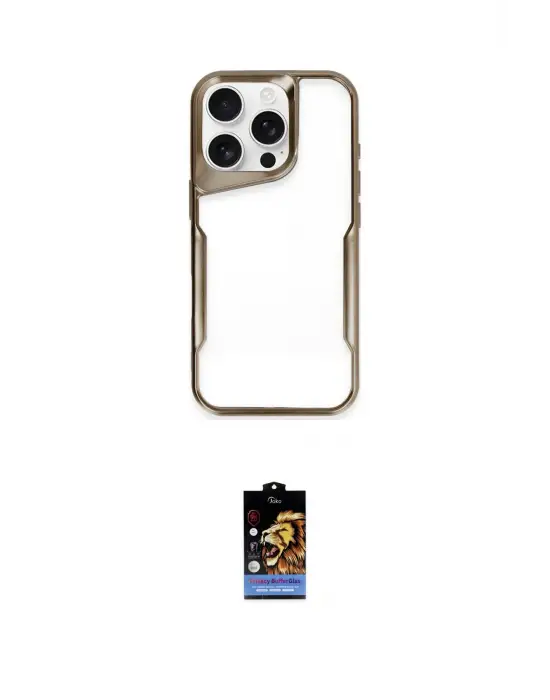ieg™ iPhone 16 Pro Max Kılıf Akış Çizgi Koleksiyonu - Siyah Buffer Hayalet Cam Ekran Koruyucu