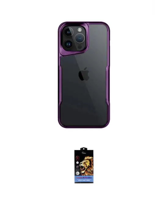ieg™ iPhone 16 Pro Max Kılıf Akış Çizgi Koleksiyonu - Siyah Buffer Hayalet Cam Ekran Koruyucu