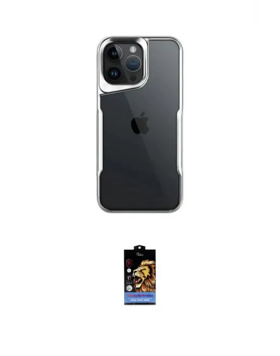 ieg™ iPhone 16 Pro Max Kılıf Akış Çizgi Koleksiyonu - Siyah Buffer Hayalet Cam Ekran Koruyucu
