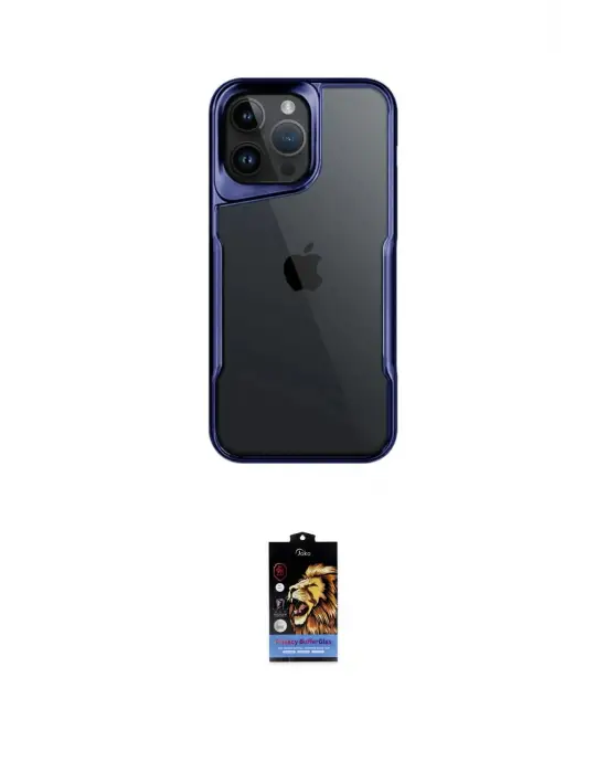 ieg™ iPhone 16 Pro Max Kılıf Akış Çizgi Koleksiyonu - Siyah Buffer Hayalet Cam Ekran Koruyucu